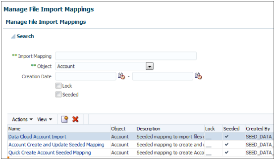 Account import templates.