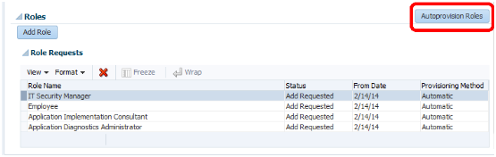 Roles region with Autoprovision Roles button