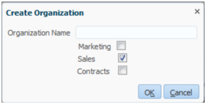Create Organization window