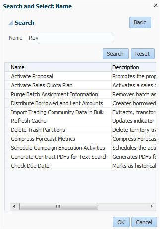 Image of the search scheduled process dialog