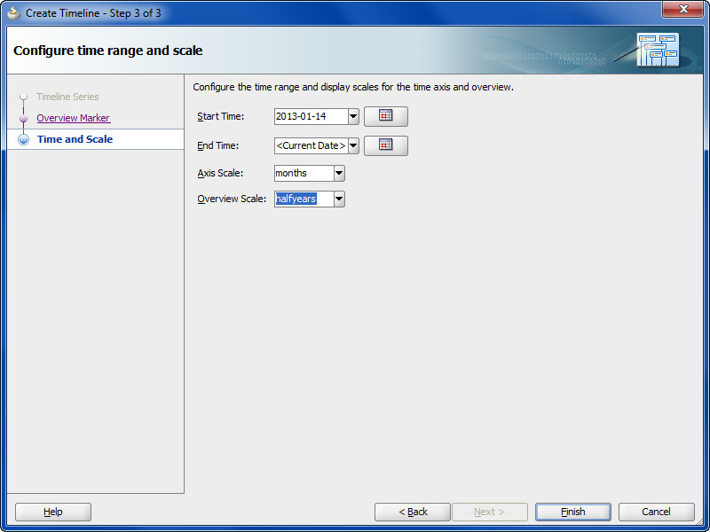 Configure Time Range and Scale Page of Wizard