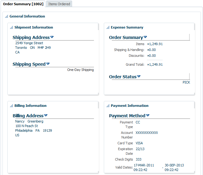 MyOrders page with 4 expanded panelBox