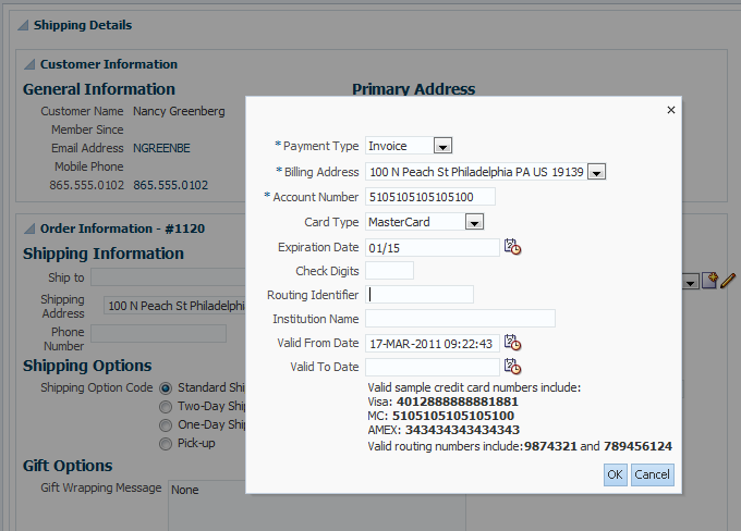 FOD payment details dialog