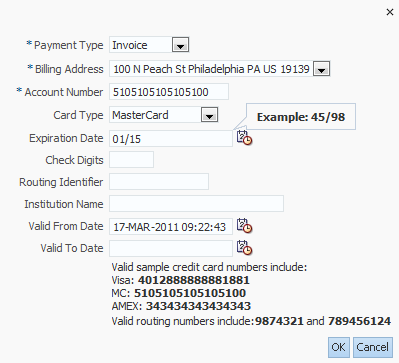 FOD payment details with date mask