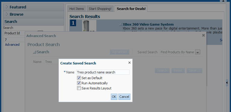 FOD saved searches dialog