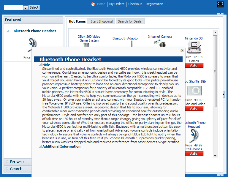 FOD product details dialog