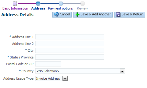 FOD customer registration address input form
