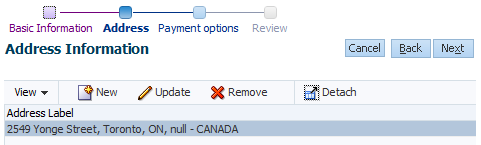 FOD customer registration with address record