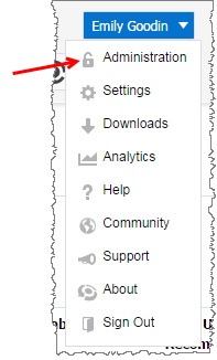 Administration selection in drop-down list