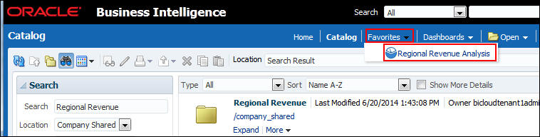 「Favorites」メニュー