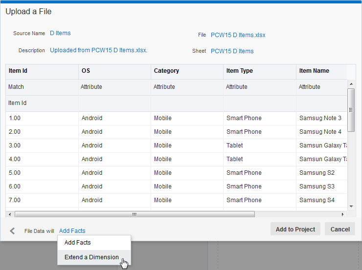 「ファイルのアップロード」ダイアログでディメンションを拡張します