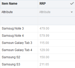 除外された列の淡色表示