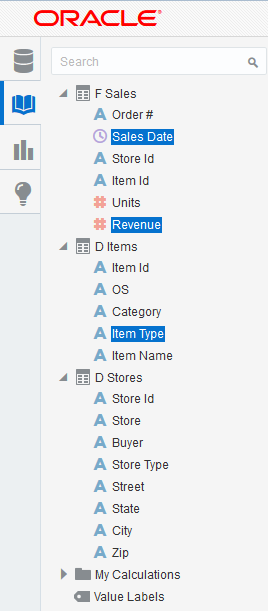 「データ要素」ペイン