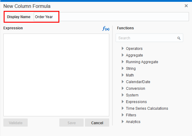 表示名を追加した「新規列式」ダイアログ