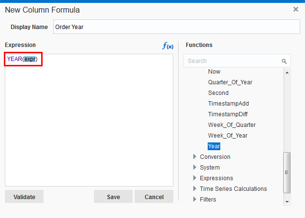 式変数を選択した「新規列式」ダイアログ