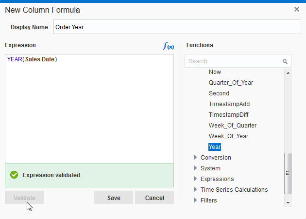 式を検証した「新規列式」ダイアログ