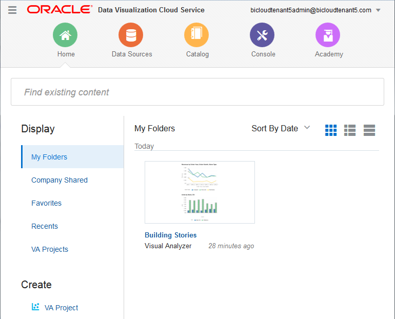Data Visualization Cloud Serviceホーム・ページ