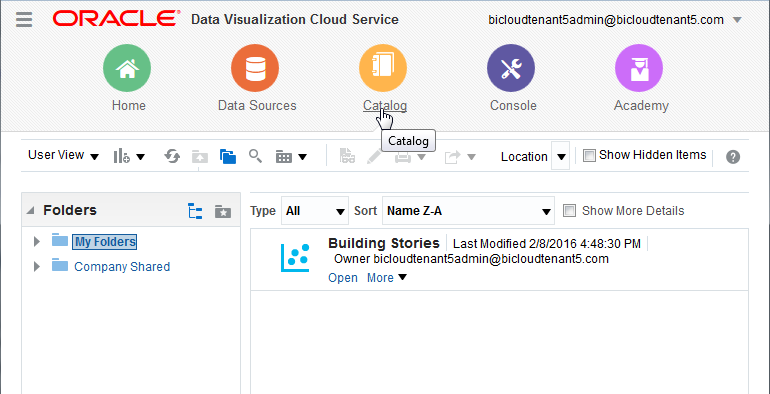 DVCSホーム・ページで「カタログ」をクリックします