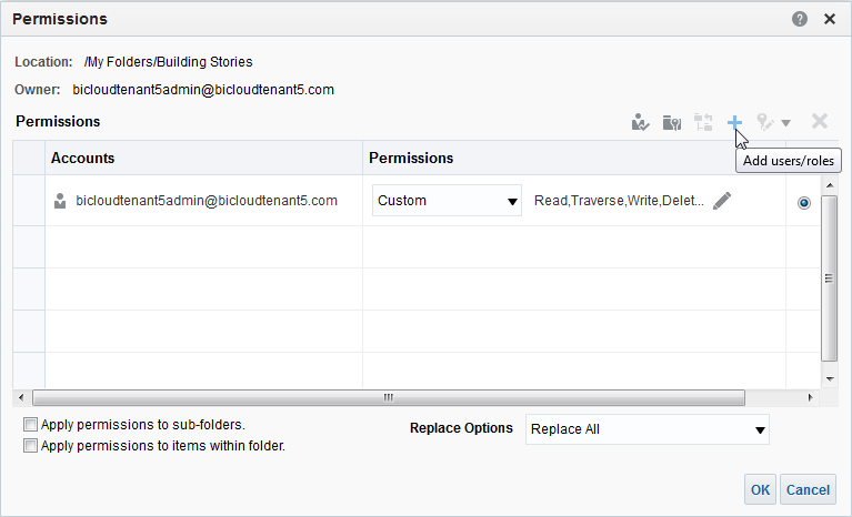 「ユーザー/ロールの追加」をクリックします