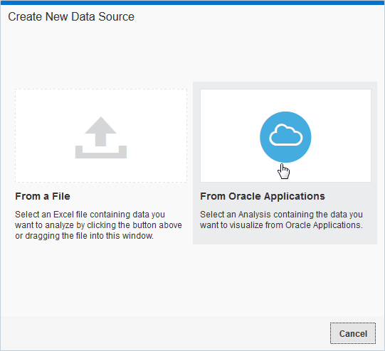 「新規データ・ソースの作成」ダイアログで、「Oracle Applicationsから」を選択します。