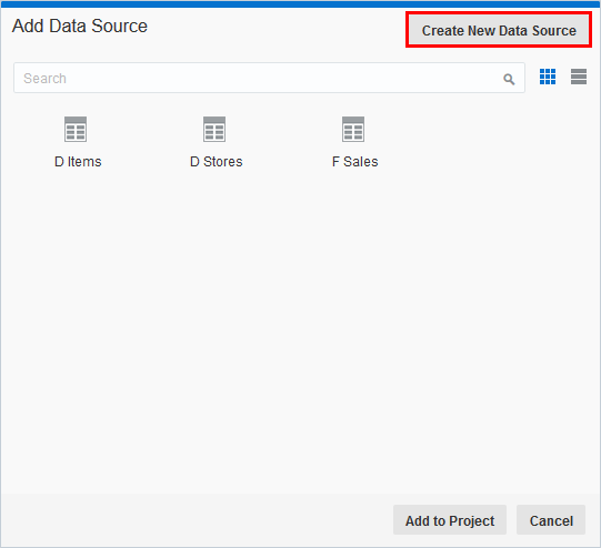 「データ・ソースの追加」ダイアログで「新規データ・ソースの作成」をクリックします。