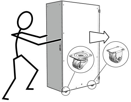 Figure showing an Oracle Private Cloud Appliance being pushed from the back of the rack.