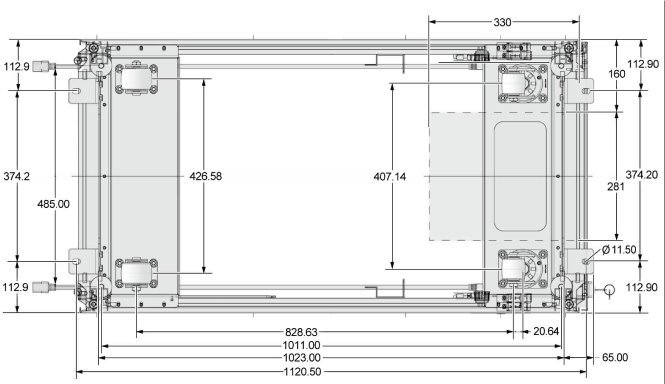 Figure showing the base positions of the rack from the bottom.