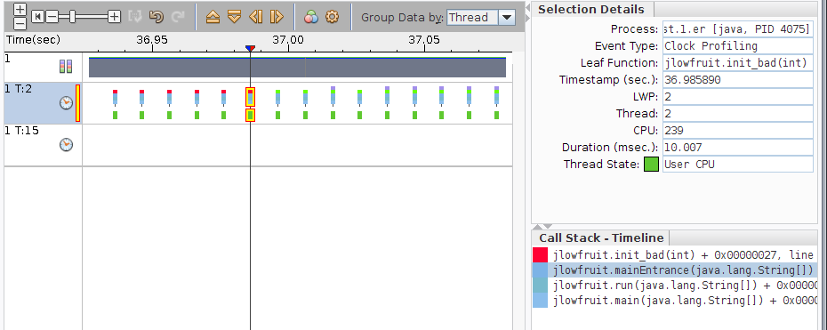 image:Zoomed in version of Timeline view in Performance Analyzer