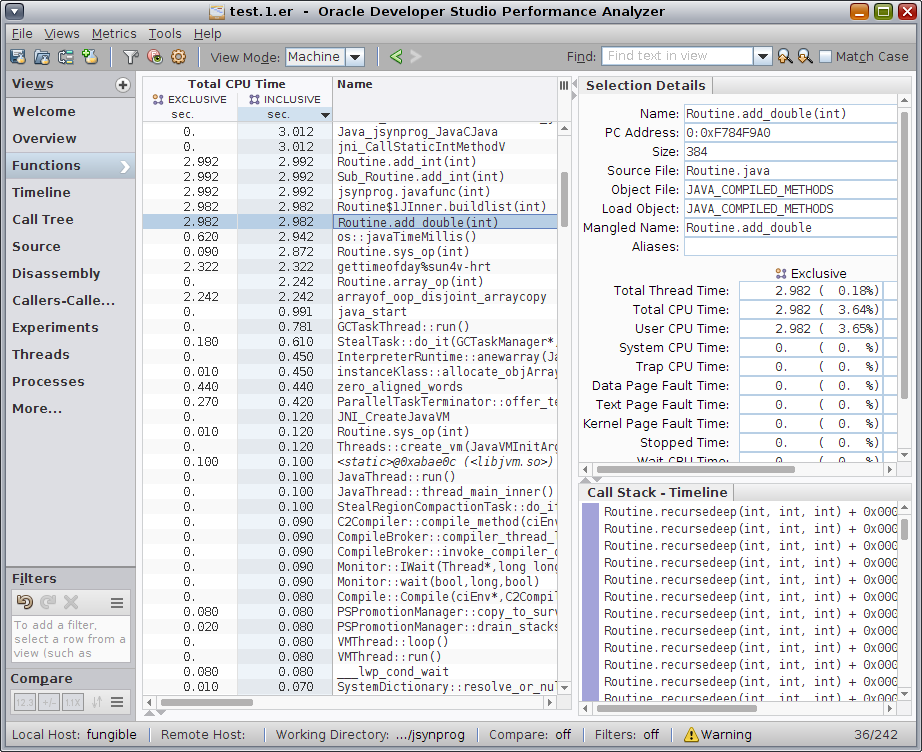 image:Machine Mode of Function view with Selection Details of Hotspot-compiled               method