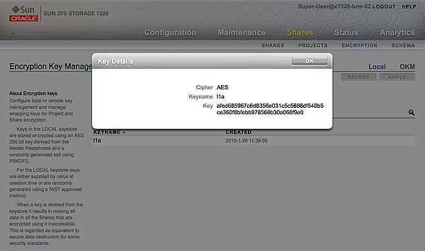 image:Détails de clés présentant le chiffrement, le nom de la clé et les valeurs de clés