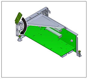 illustration présentant comment fermer un emplacement de carte PCIe du contrôleur ZS3-2 image:illustration présentant comment fermer un emplacement de carte PCIe du contrôleur ZS3-2