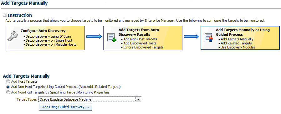 「ターゲットの手動追加」ページの例