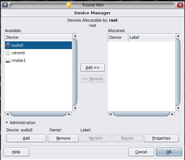 image:デバイスマネージャーには、root が使用可能なデバイスが表示されています。左下付近にある「管理」メニューを選択すると、管理 GUI が開きます。
