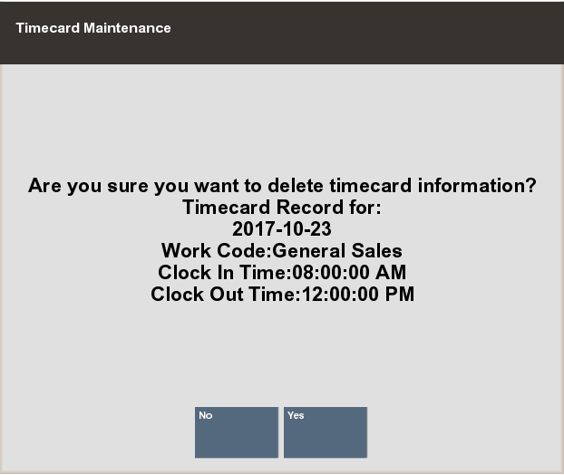 Delete Timecard Confirmation Prompt