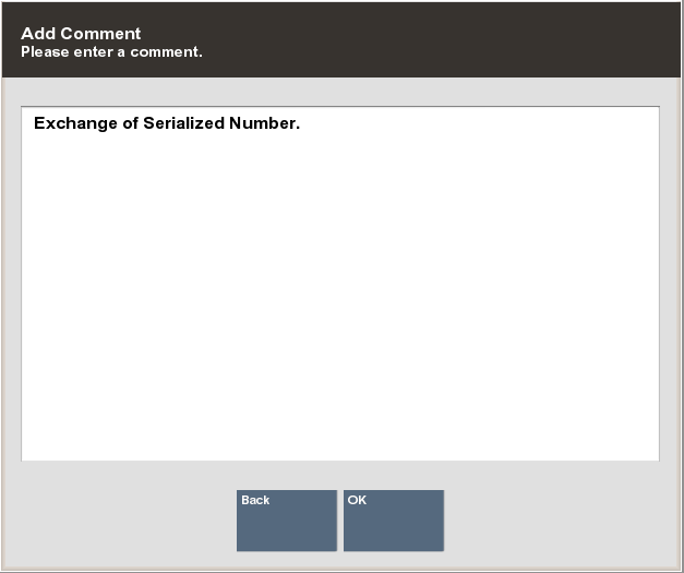 Serial Number Exchange Comment Prompt