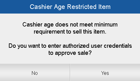 Cashier Age Restricted Item