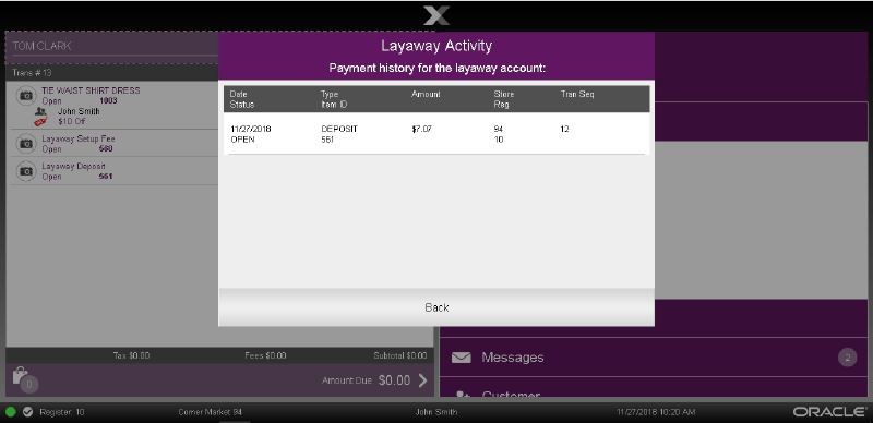 Layaway Payment History
