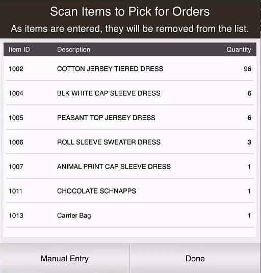 Scan Items to Pick for Orders
