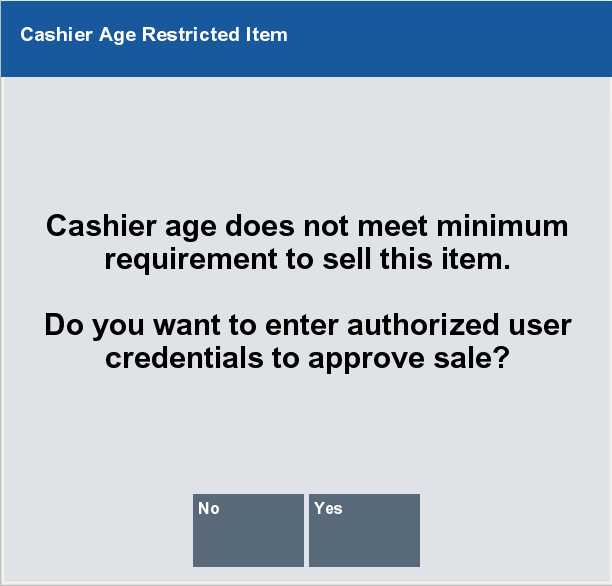 Cashier Age Restricted Item