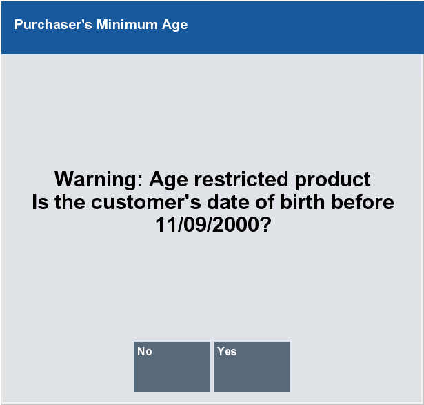 Customer’s Minimum Age Prompt