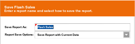 Save Report Options