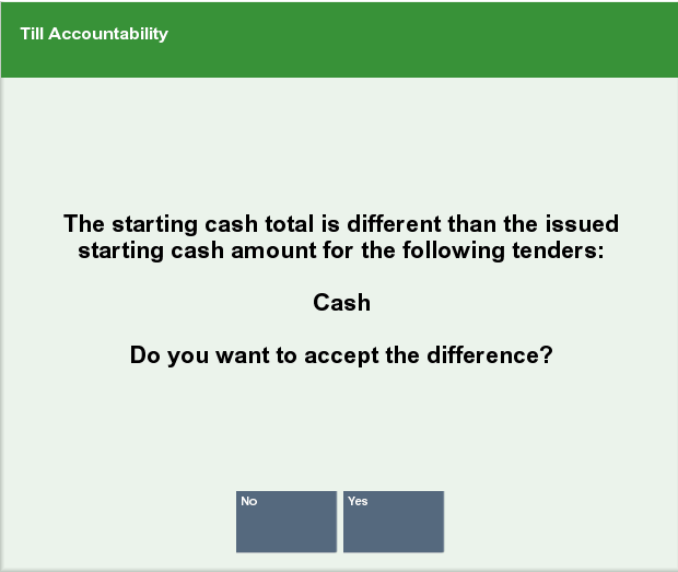 Starting Cash Difference Prompt