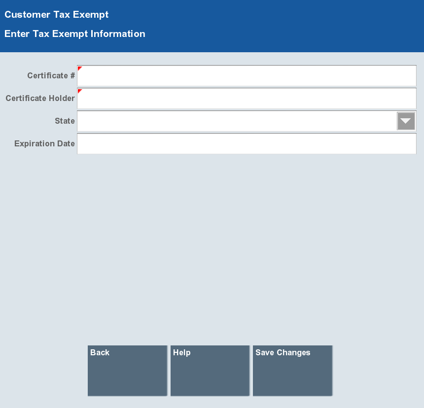 Data Entry Form (Tax Exempt Form)