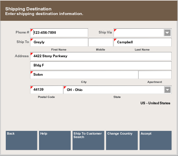 Shipping Destination Information Form