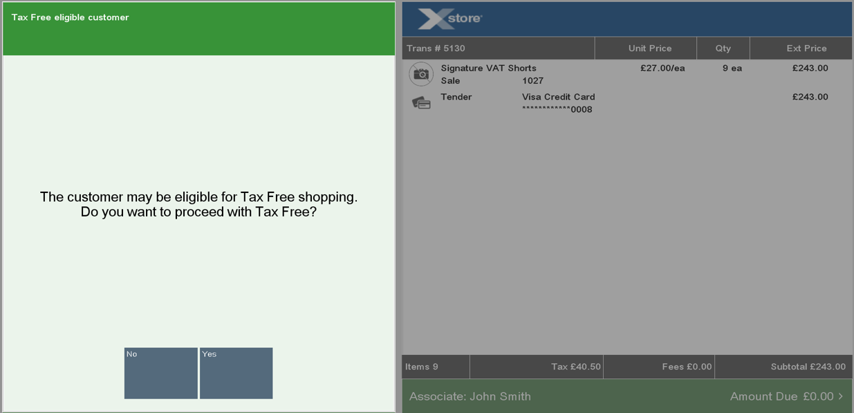 Tax Free Invoice Customer Prompt at Transaction Complete