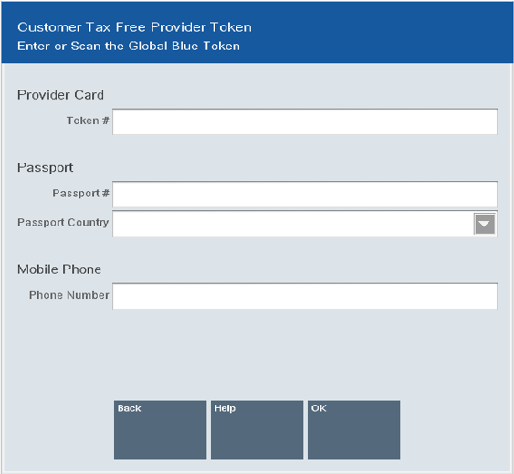 Customer Tax Free Provider Token Form