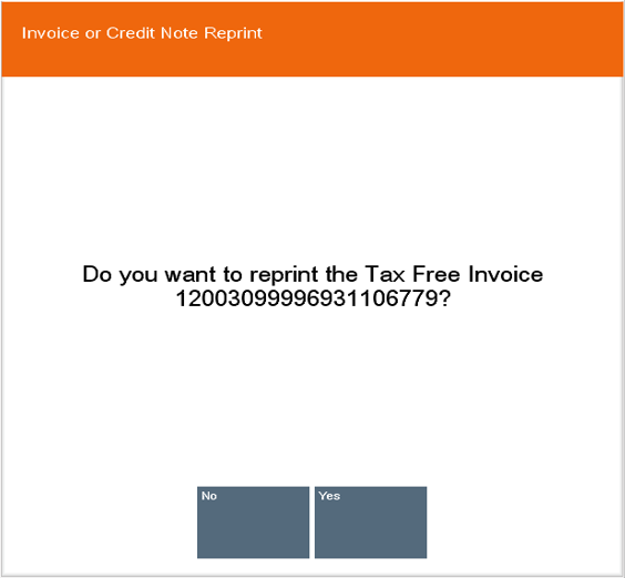 Reprint Tax free Invoice Prompt