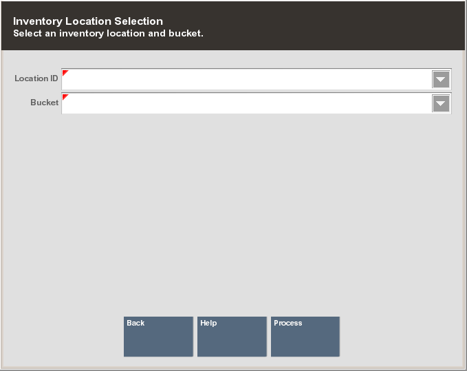 Inventory Location Selection Form