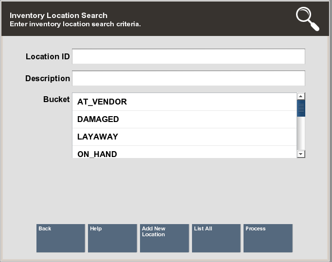 Inventory Location Search Form
