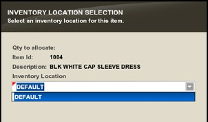 Select Source Location for Item Being Reconciled